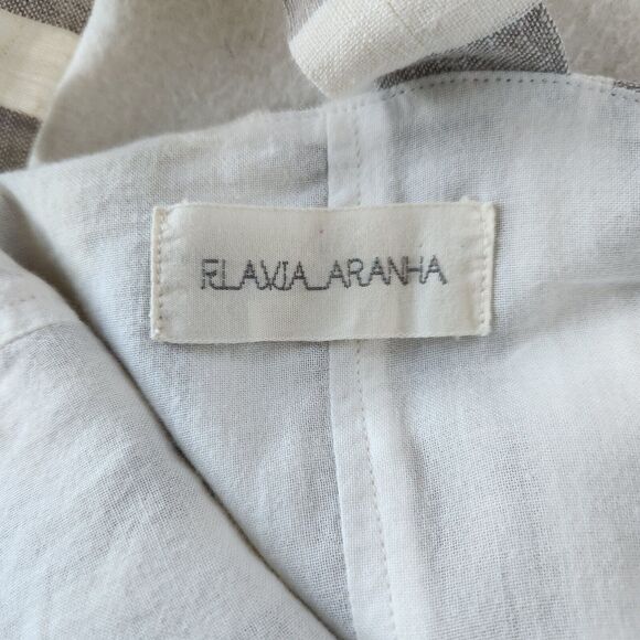 Linen Jumpsuit by Flavia Aranha Wide Stripe Overalls Beige Minimal Neutral Beach - Picture 10 of 12